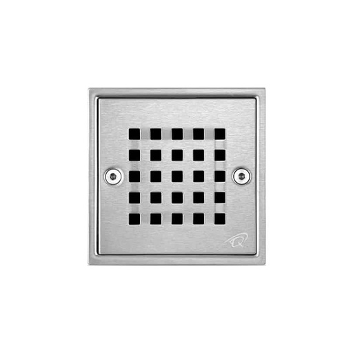 [QM 14.100.2001] DESAGUE CENTRAL  RIA SATINADA 14.5 X 14.5 ACERO INOX